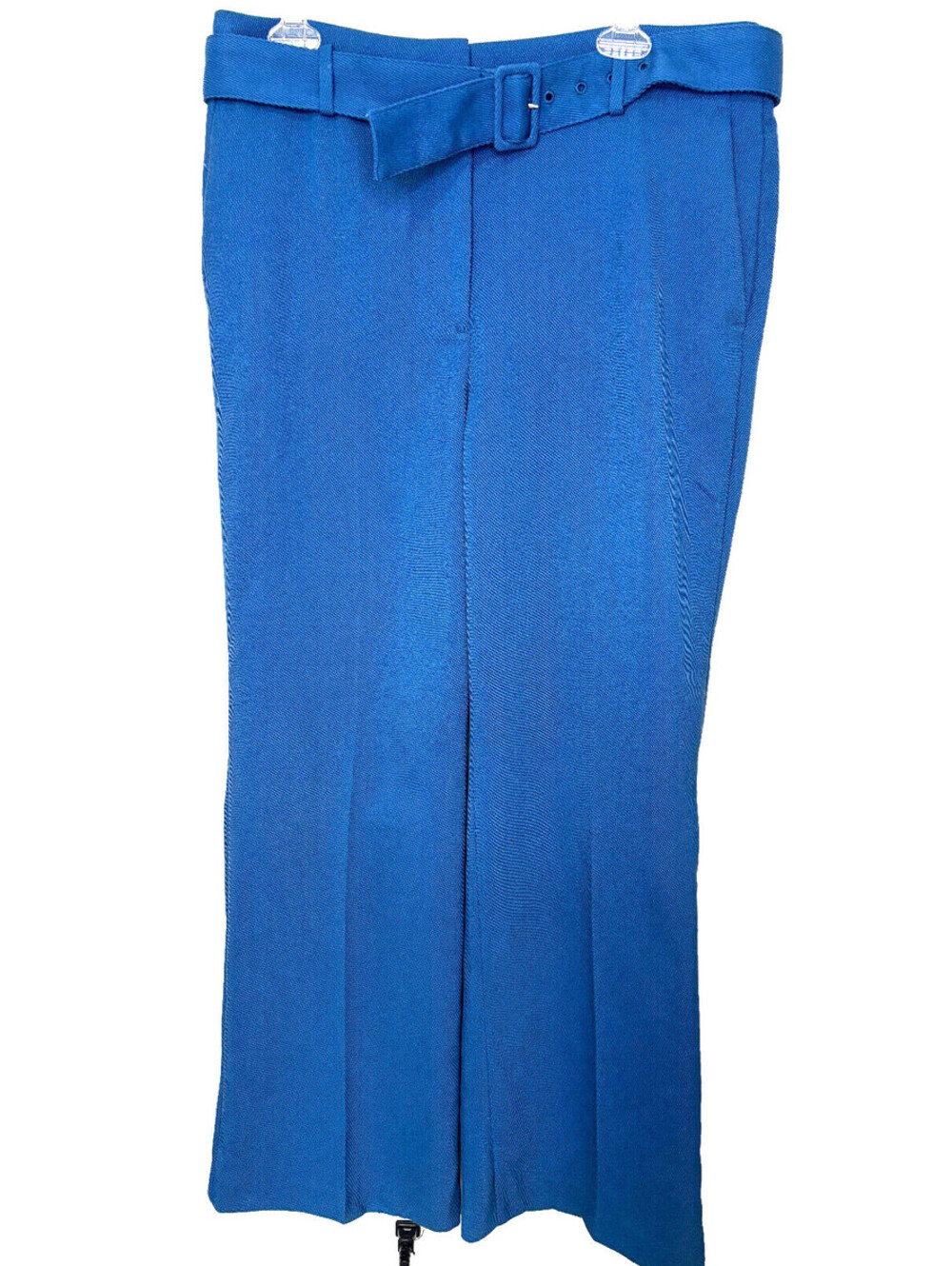 Ann Taylor Blue Wide Leg Belted Pants Size 12 Business Career Work  Pockets